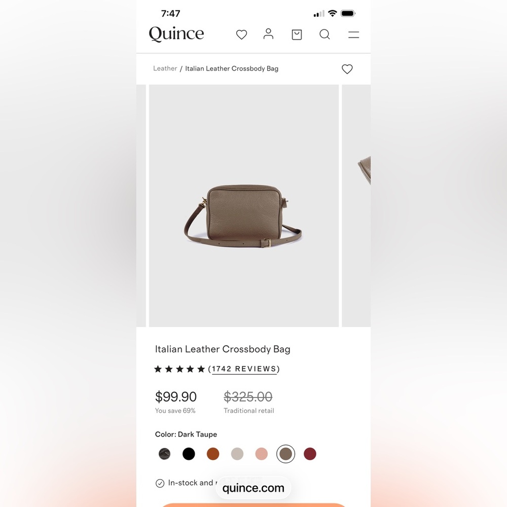 Quince Brown Pebbled Leather Crossbody Bag - Picture 2 of 16